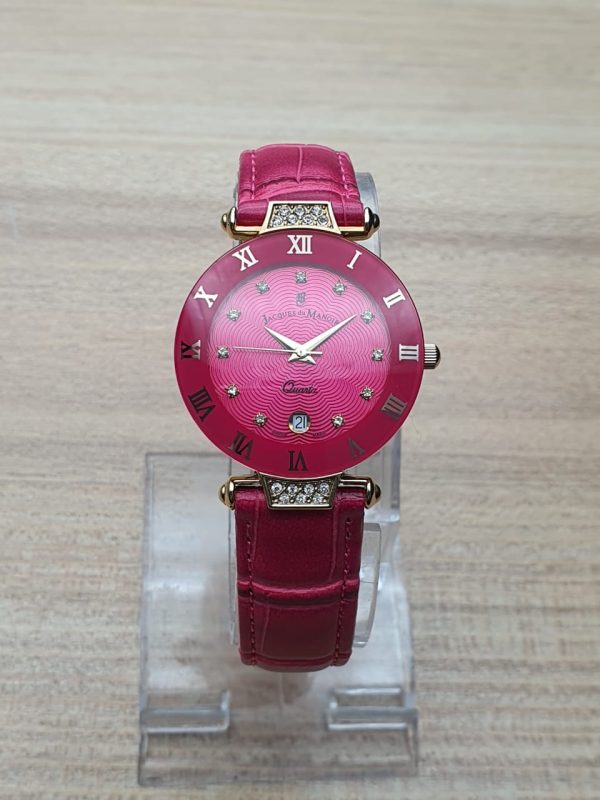 Jacques du Manoir Women’s Swiss made Quartz Leather Strap Pink Dial 33mm Watch JDM50635