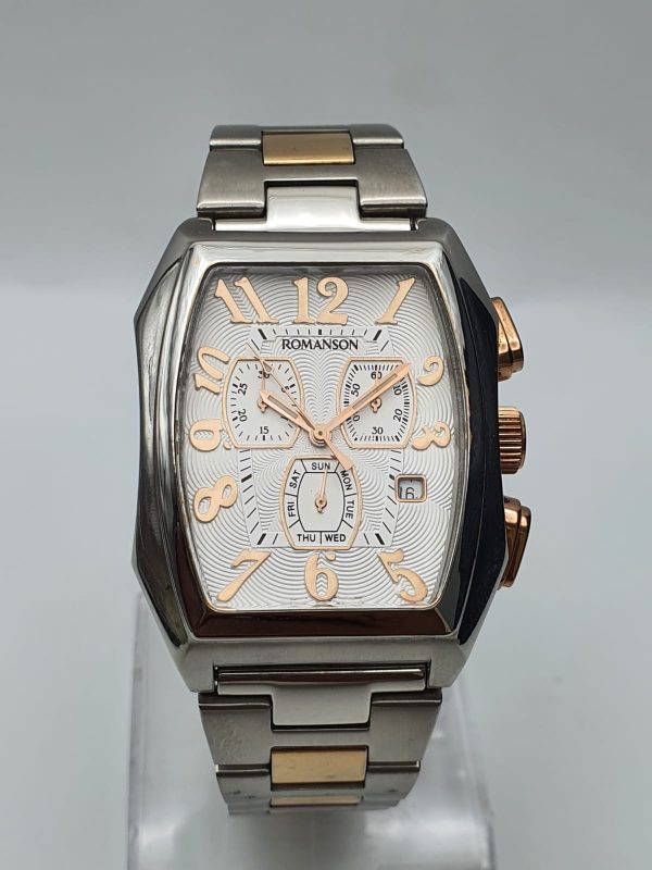 Romanson Men’s Quartz Swiss Made Stainless Steel White Dial 36mm Watch TM7266HM