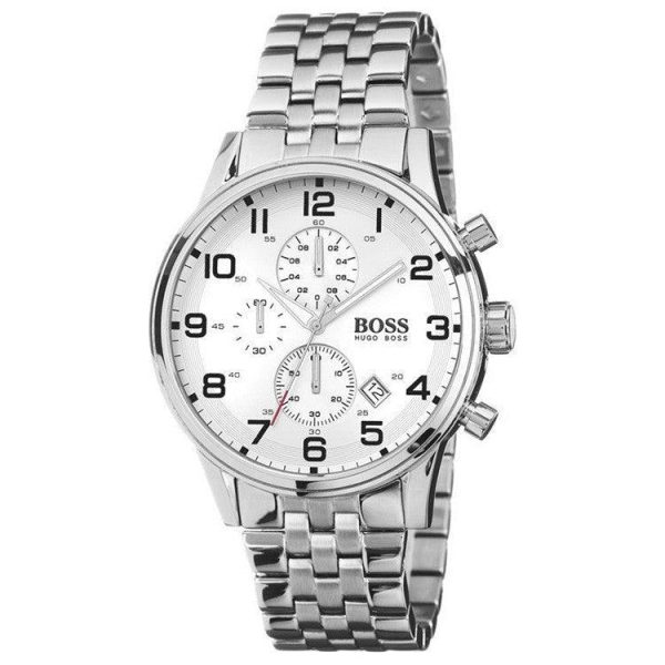 Hugo Boss Men’s Quartz Stainless Steel Silver Dial 44mm Watch 1512445