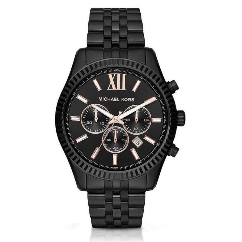 Michael Kors Men’s Chronograph Stainless Steel Black Dial 45mm Watch ...