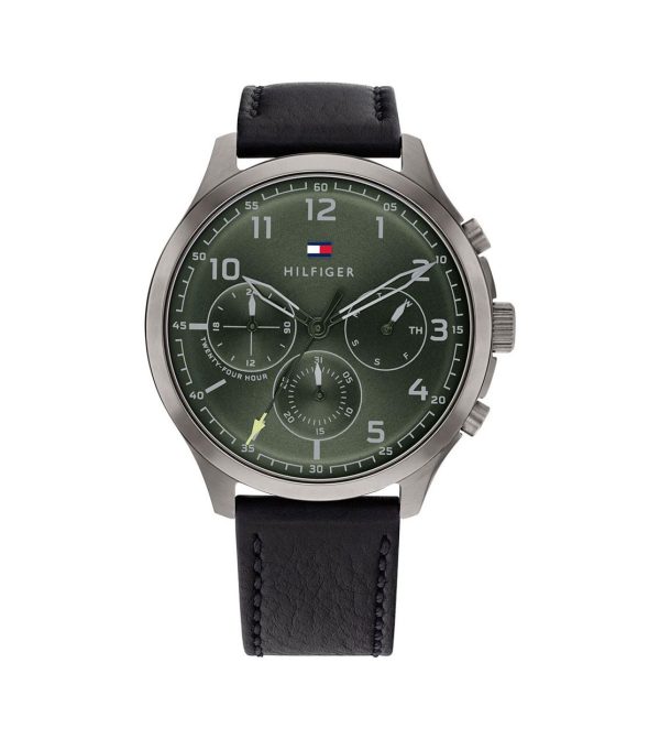 Tommy Hilfiger Men’s Quartz Leather Strap Green Dial 45mm Watch 1791856
