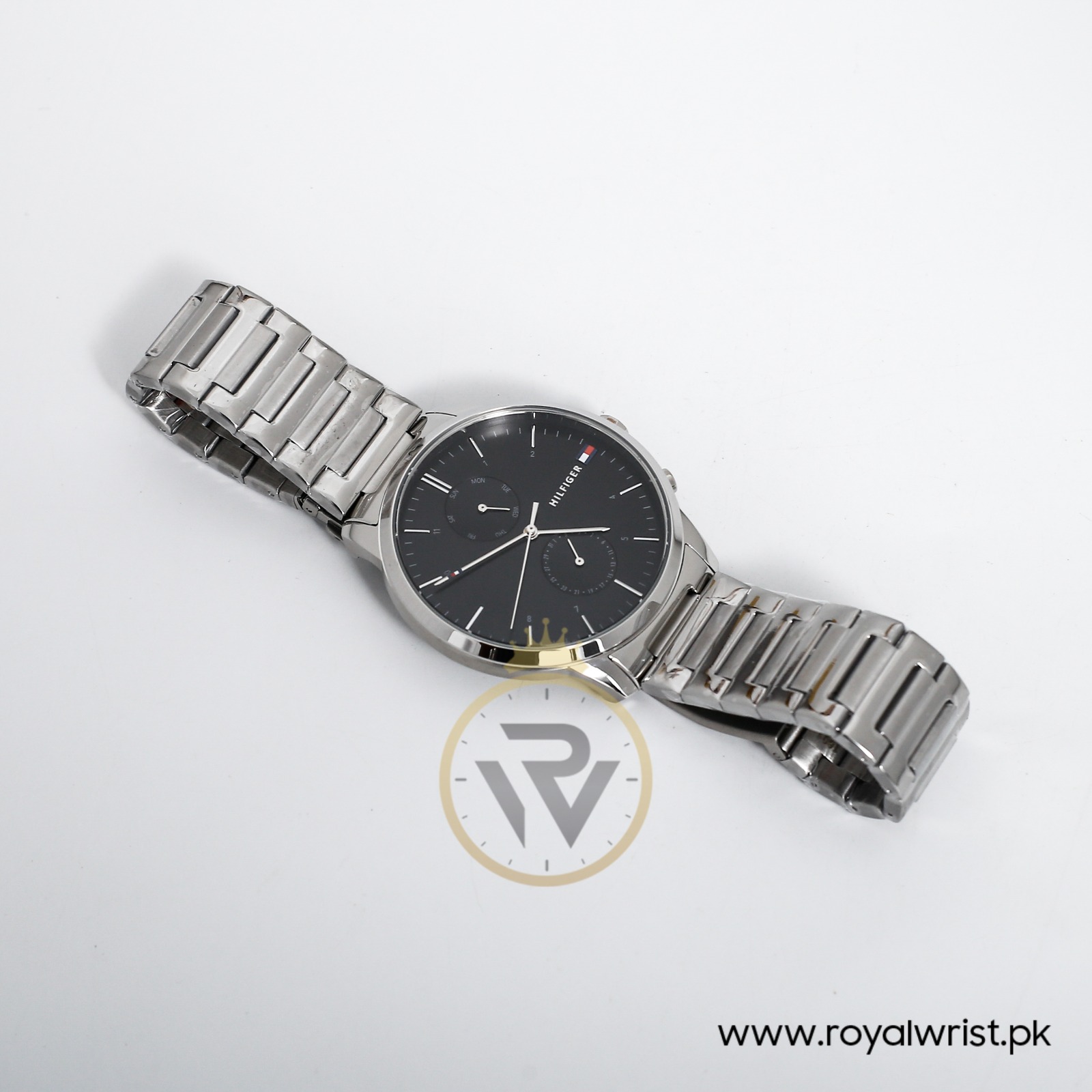 Beliebtes Sonderpreis-Schnäppchen Tommy Hilfiger Black Quartz 44mm Steel Stainless Men\'s 1710407 Dial Watch –