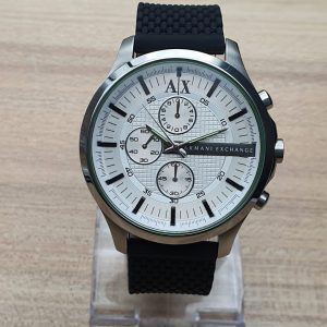 Armani Exchange Men’s Quartz Silicone Strap White Dial 46mm Watch AX2165/2