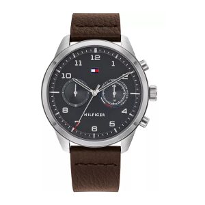 Tommy Hilfiger Men’s Quartz Leather Strap Grey Dial 44mm Watch 1791785