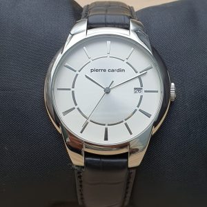 Pierre Cardin Men’s Quartz Leather Strap Silver Dial 42mm Watch PC10791F01