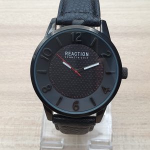 Reaction Kenneth Cole New York Men’s Quartz Leather Strap Black Dial 46mm Watch KC50095004