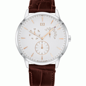 Tommy Hilfiger Men’s Quartz Leather Strap White Dial 44mm Watch 1710389