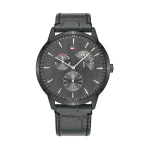Tommy Hilfiger Men’s Quartz Leather Strap Grey Dial 44mm Watch 1710388