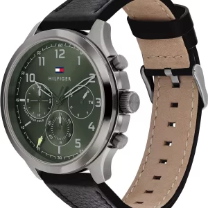 Tommy Hilfiger Men’s Quartz Leather Strap Green Dial 45mm Watch 1791856