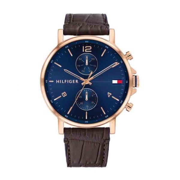 Tommy Hilfiger Men’s Quartz Leather Strap Blue Dial 44mm Watch 1710418