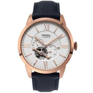 Fossil Men’s Automatic Leather Strap White Dial 44mm Watch ME3171
