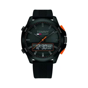Tommy Hilfiger Men’s Analog & Digital Silicone Strap Black Dial 46mm Watch 1791763