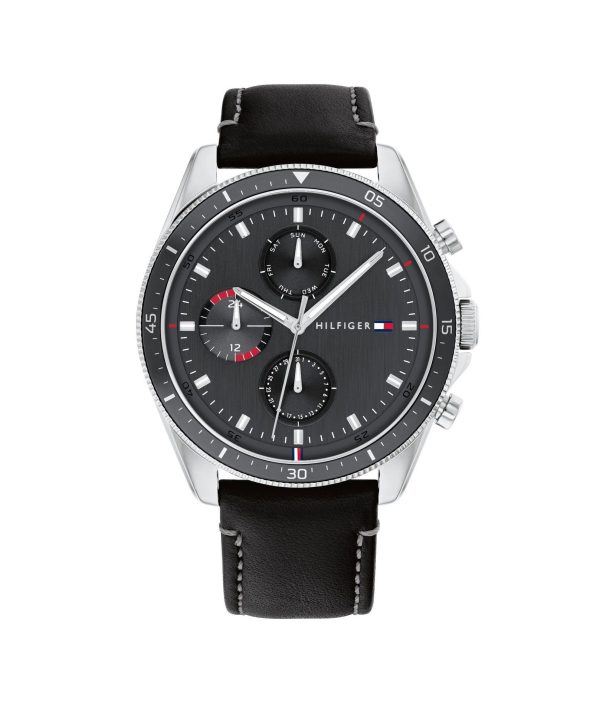 Tommy Hilfiger Men’s Quartz Leather Strap Grey Dial 44mm Watch 1791838