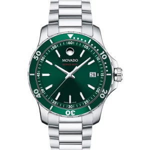 Movado Men’s Quartz Swiss Made Stainless Steel Green Dial 40mm Watch 2600136