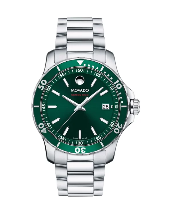 Movado Men’s Quartz Swiss Made Stainless Steel Green Dial 40mm Watch 2600136