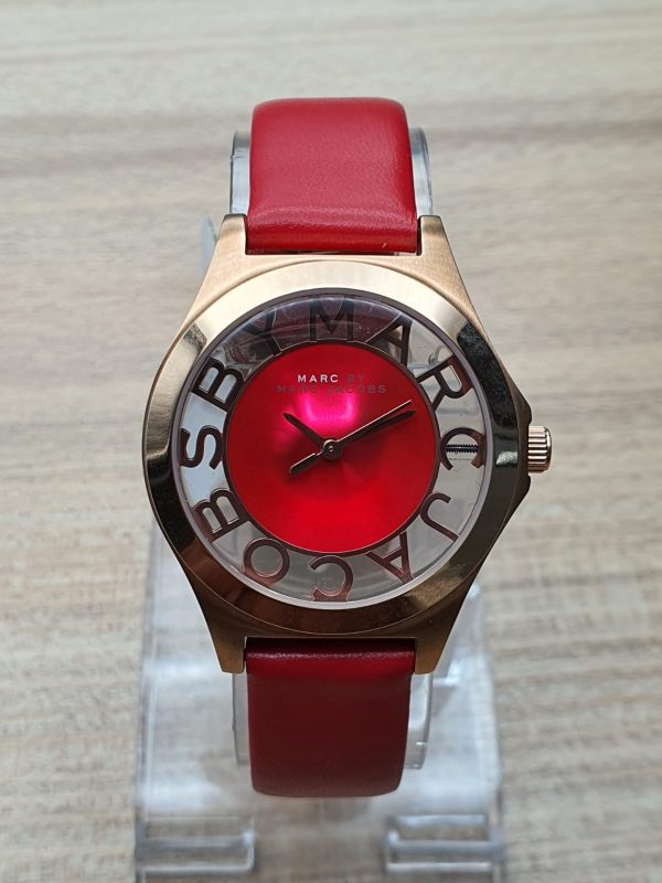 Marc by Marc Jacobs Women’s Quartz Leather Strap Red Dial 34mm Watch MBM1338