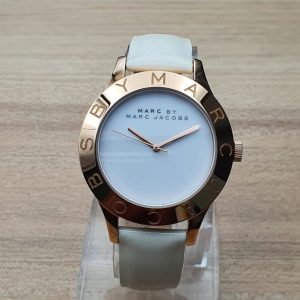 Marc by Marc Jacobs Unisex Quartz Leather Strap White Dial 40mm Watch MBM1201