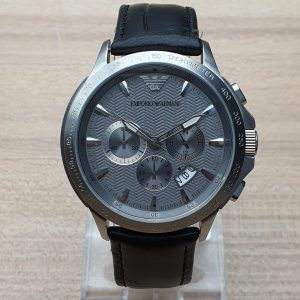 Emporio Armani Men’s Quartz Leather Strap Grey Dial 44mm Watch AR0635