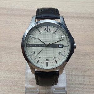 Armani Exchange Men’s Quartz Leather Strap White Dial 46mm Watch AX2100