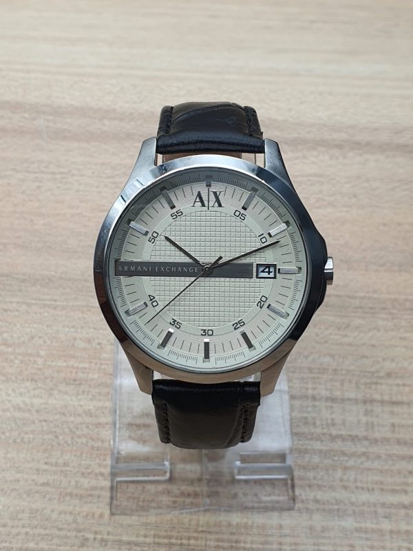Armani Exchange Men’s Quartz Leather Strap White Dial 46mm Watch AX2100