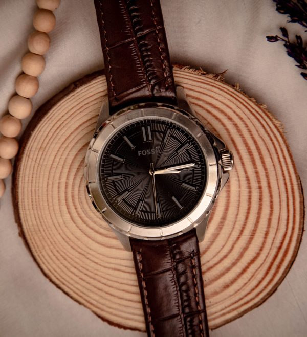 Fossil Men’s Quartz Brown Leather Strap Black Dial 43mm Watch BQ1633/A