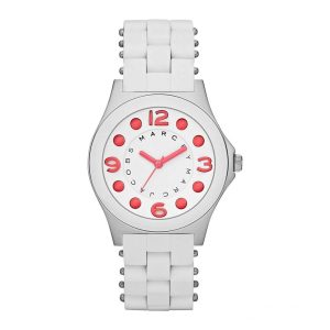 Marc by Marc Jacobs Women’s Quartz Silicone & Stainless Steel Chain White Dial 36mm Watch MBM2588