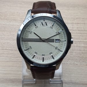 Armani Exchange Men’s Quartz Leather Strap White Dial 46mm Watch AX2133