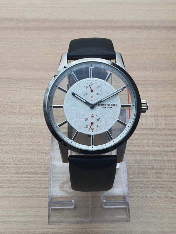 Kenneth Cole Men’s Quartz Leather Strap White Dial 44mm Watch KC0867001
