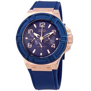 Guess Men’s Quartz Silicone Strap Blue Dial 45mm Watch W0247G3