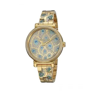 Michael Kors Women’s Quartz Stainless Steel Gold Peacok Dial 36mm Watch MK3945