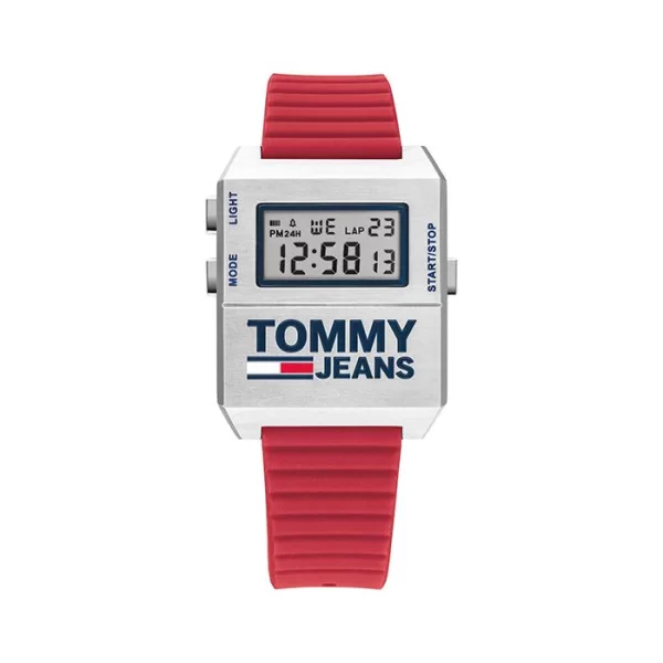 Tommy Hilfiger Men’s Digital Silicone Strap Silver Dial 32mm Watch 1791674