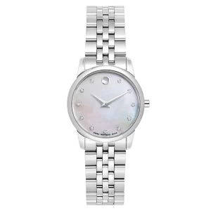 Movado Women’s Quartz Swiss Made Stainless Steel Mother of Pearl Dial 28mm Watch 0606612