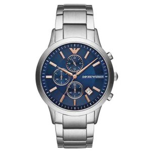 Emporio Armani Men’s Chronograph Stainless Steel Blue Dial 43mm Watch AR11458