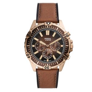 Fossil Men’s Chronograph Quartz Leather Strap Brown Dial 44mm Watch FS5867
