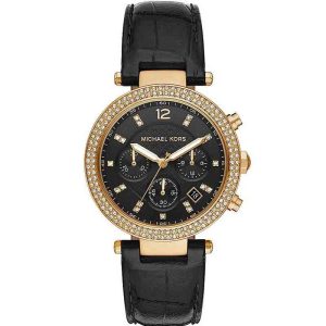 Michael Kors Women’s Quartz Leather Strap Black Dial 39mm Watch MK6984