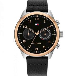 Tommy Hilfiger Men’s Quartz Leather Strap Black Dial 44mm Watch 1791786