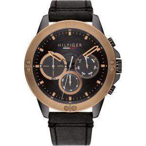 Tommy Hilfiger Men’s Quartz Leather Strap Black Dial 44mm Watch 1791893