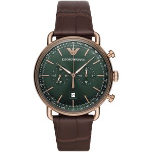 Emporio Armani Men’s Quartz Leather Strap Green Dial 43mm Watch AR11334
