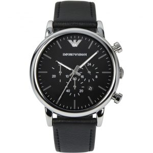 Emporio Armani Men’s Quartz Leather Strap Black Dial 46mm Watch AR1828