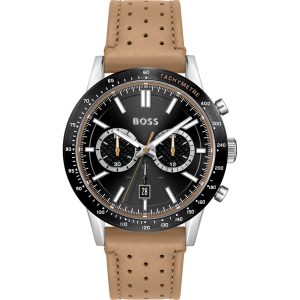 Hugo Boss Men’s Chronograph Quartz Leather Strap Black Dial 44mm Watch 1513964