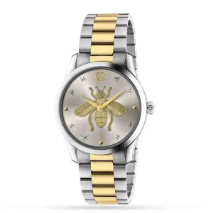 Gucci Women’s Swiss Made Quartz Two-tone Stainless Steel Silver Dial 38mm Watch YA1264131