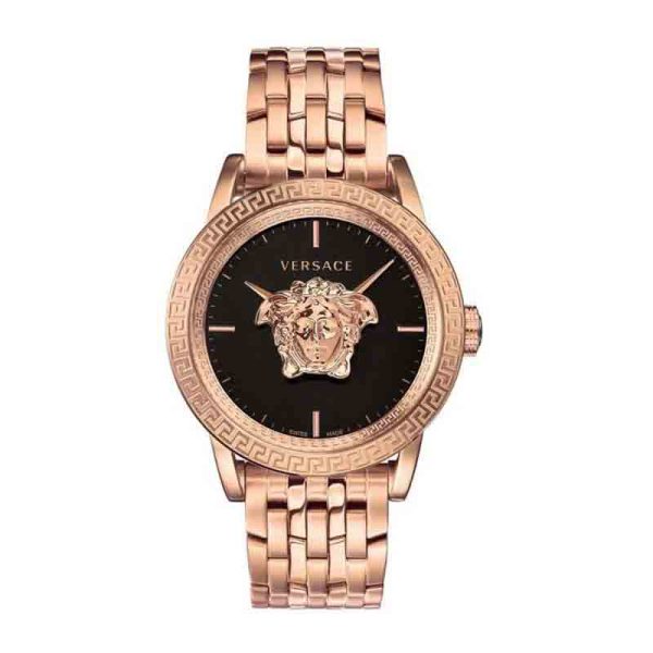 Versace Men’s Quartz Swiss Made Rose Gold Stainless Steel Black Dial 45mm Watch VERD00718