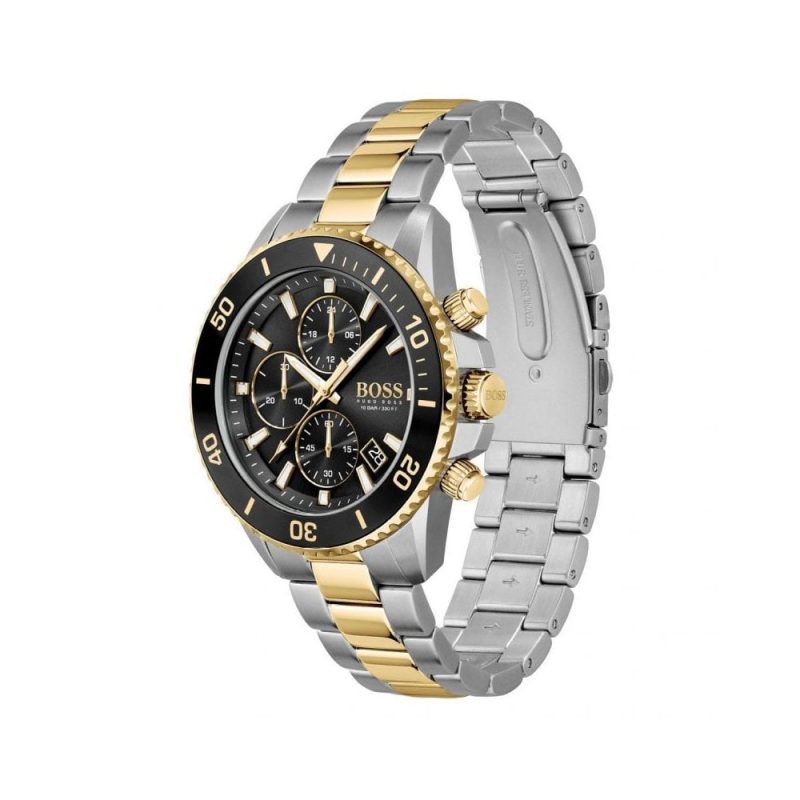 Hugo Boss Governer Black Dial Silver Steel Strap Watch for Men - 1513488