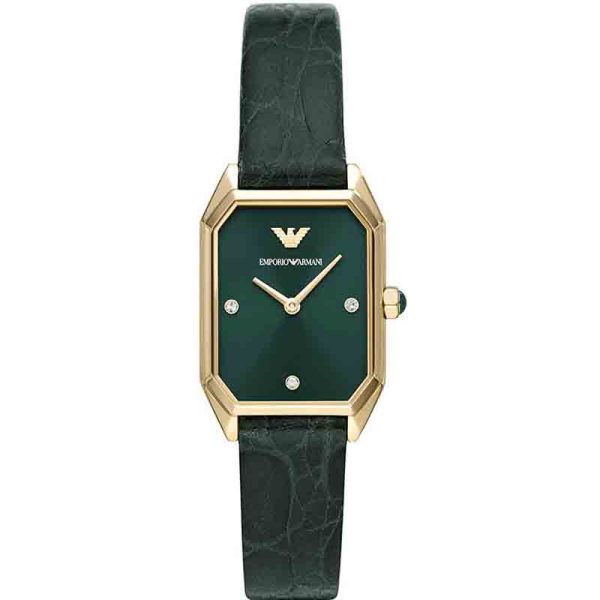 Emporio Armani Women's Quartz Green Leather Strap Green Dial 24mm Watch AR11399