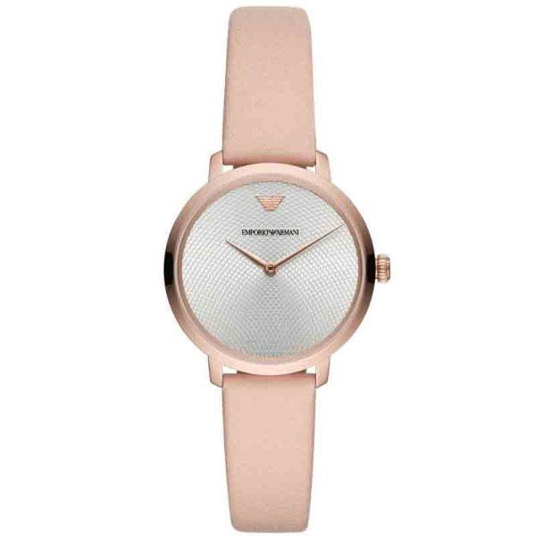Emporio Armani Women’s Quartz Pink Leather Strap Silver Dial 32mm Watch AR11160