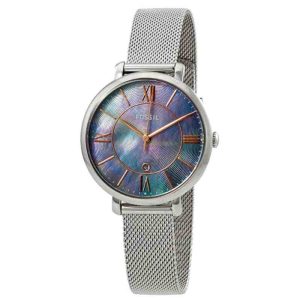 Fossil Women’s Quartz Silver Stainless Steel Blue Mother of Pearl Dial 36mm Watch ES4322