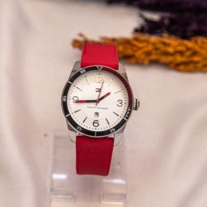 Tommy Hilfiger Men’s Quartz Red Silicone Strap White Dial 42mm Watch TH1521271360
