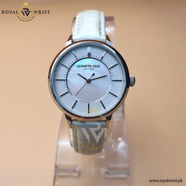 Kenneth Cole Women’s Quartz White Leather Strap Mother Of Pearl Dial 33mm Watch KC083013