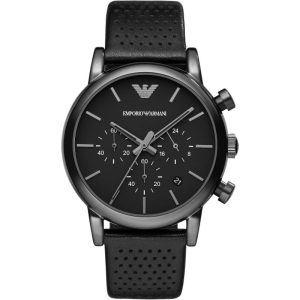Emporio Armani Men’s Quartz Black Leather Strap Black Dial 41mm Watch AR1737