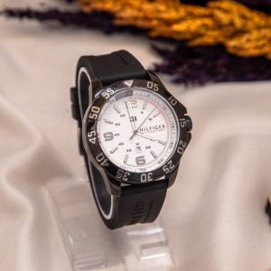 Tommy Hilfiger Men’s Quartz Black Silicone Strap White Dial 46mm Watch TH2221341478/2